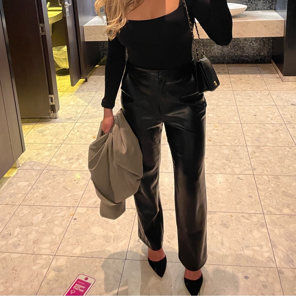 ASOS design faux leather black trousers